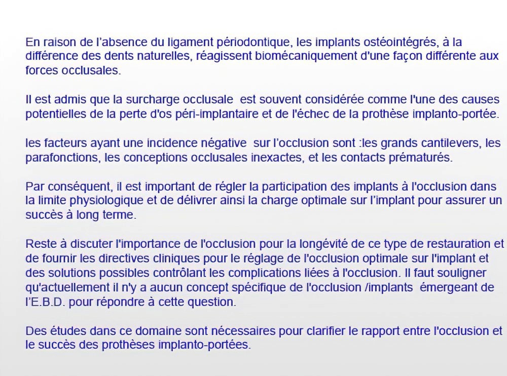 Implantologie dentaire et occlusion