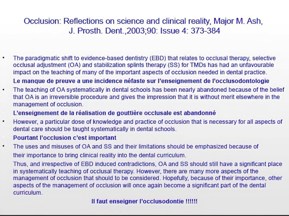 Implantologie dentaire et occlusion